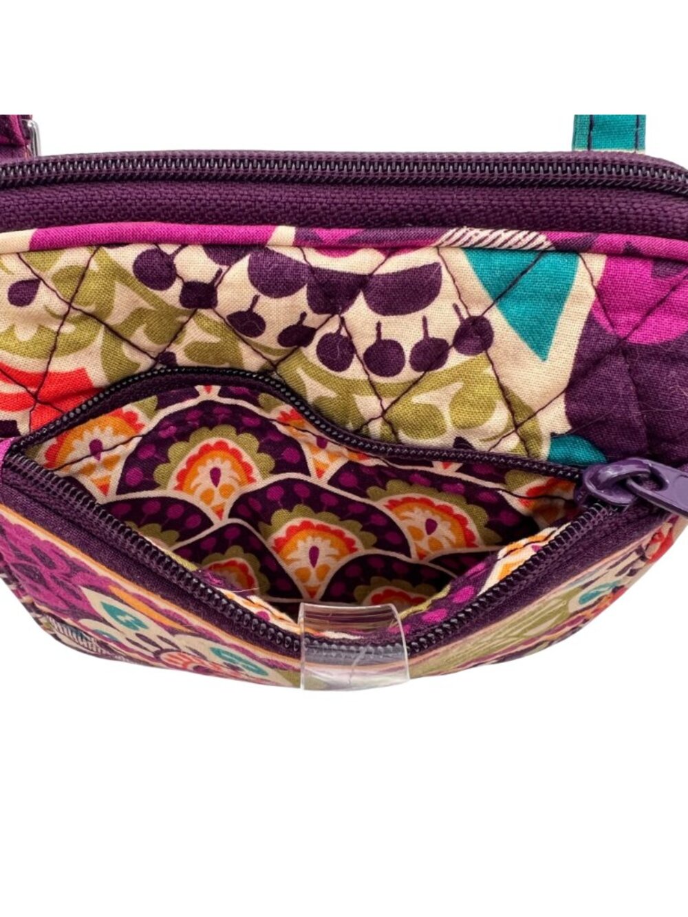 Vera Bradley Crossbody Bag Quilted Cotton Adjustable Strap Multiple Compartments - Picture 5 of 15